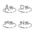 Shangjie Oem Anillo 26 lettres anneau de cuivre zircon anneaux de cristal en or en or blanc